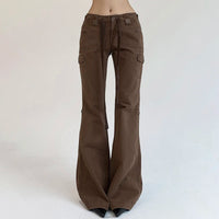 Dark Brown Low Rise Flare Jeans
