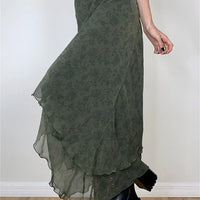 Irregular Floral Print Midi Skirt