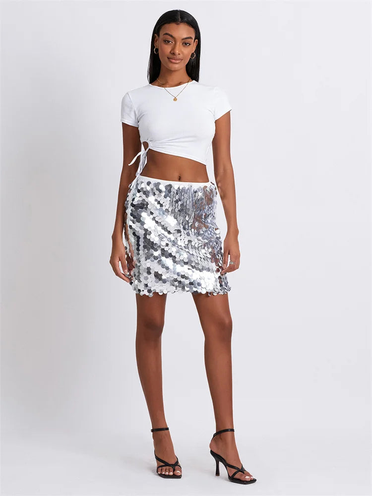 Glitter Sequin Mini Skirts