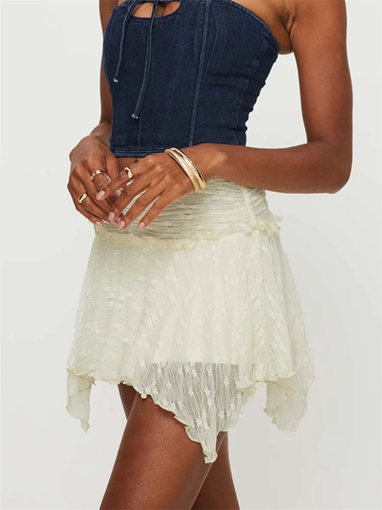 White Ruffle Mini Skort