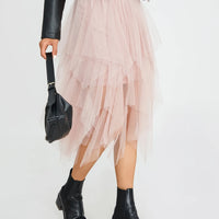 Blue Elegant Elastic Tulle Skirt