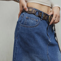 Blue Asymmetrical  Denim Skirt