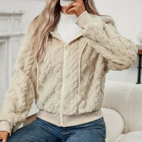 Zip Up Fuzzy Hooded Jacket