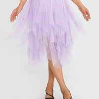 Blue Elegant Elastic Tulle Skirt