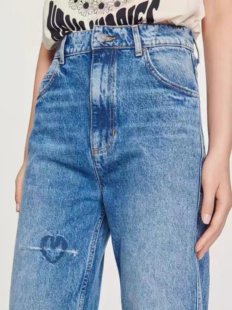 Fashion High Waist Denim Trouser
