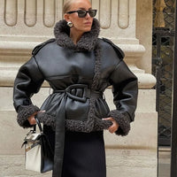 Leather Lamb Wool Lady Jacket