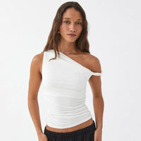 Ruched Asymmetrical Off-The-Shoulder top