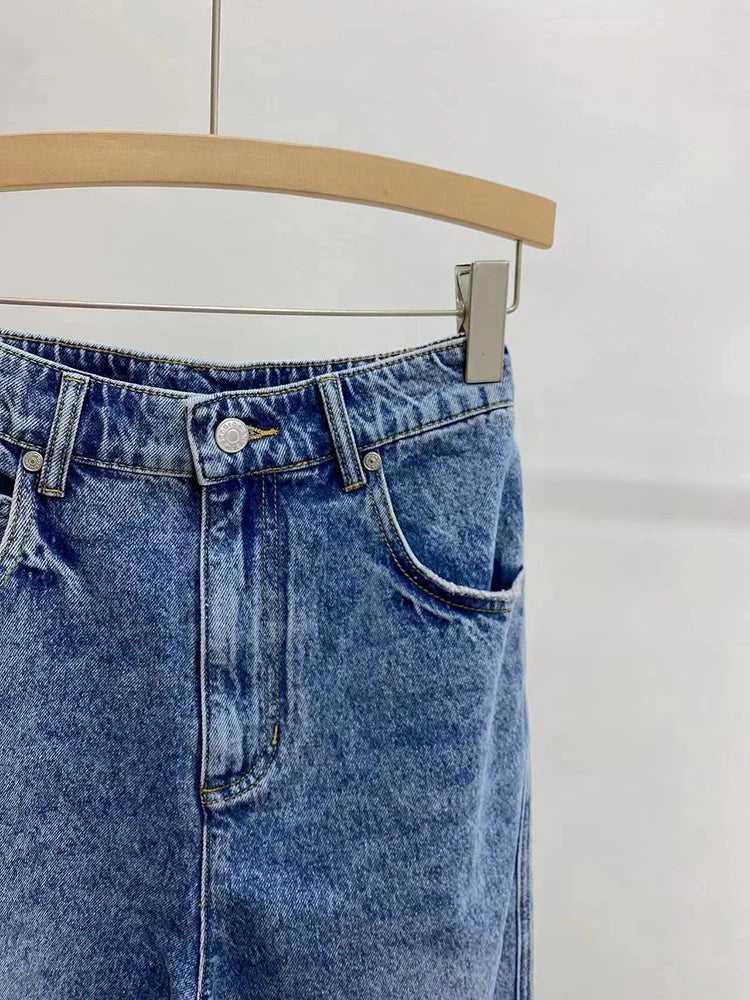 Fashion High Waist Denim Trouser