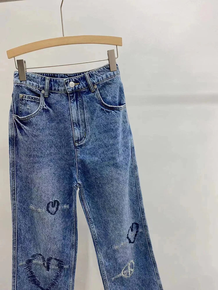 Fashion High Waist Denim Trouser