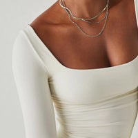 Square Neck Long Sleeve Top