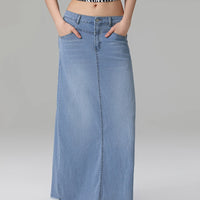 Back-Slit Maxi Jean Skirt