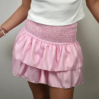 Floral Ruffle Pleated A-line Mini Skirt