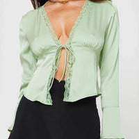 Long Sleeve Tie Front Top