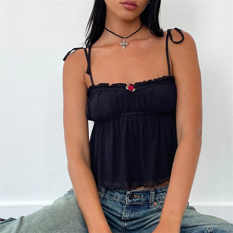 Pleated Effect Crop Cami Top