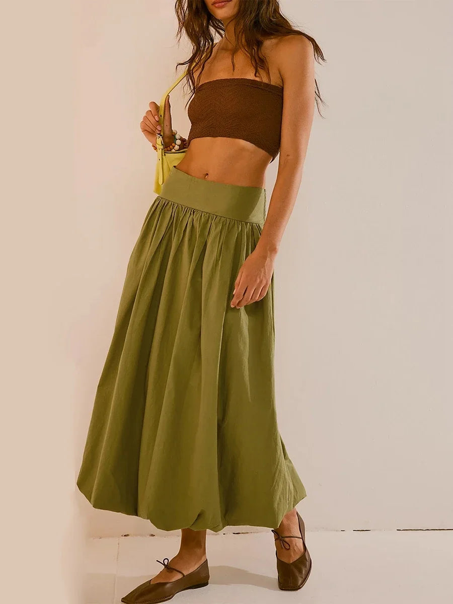 Bubble Hem Fluffy Maxi Skirt