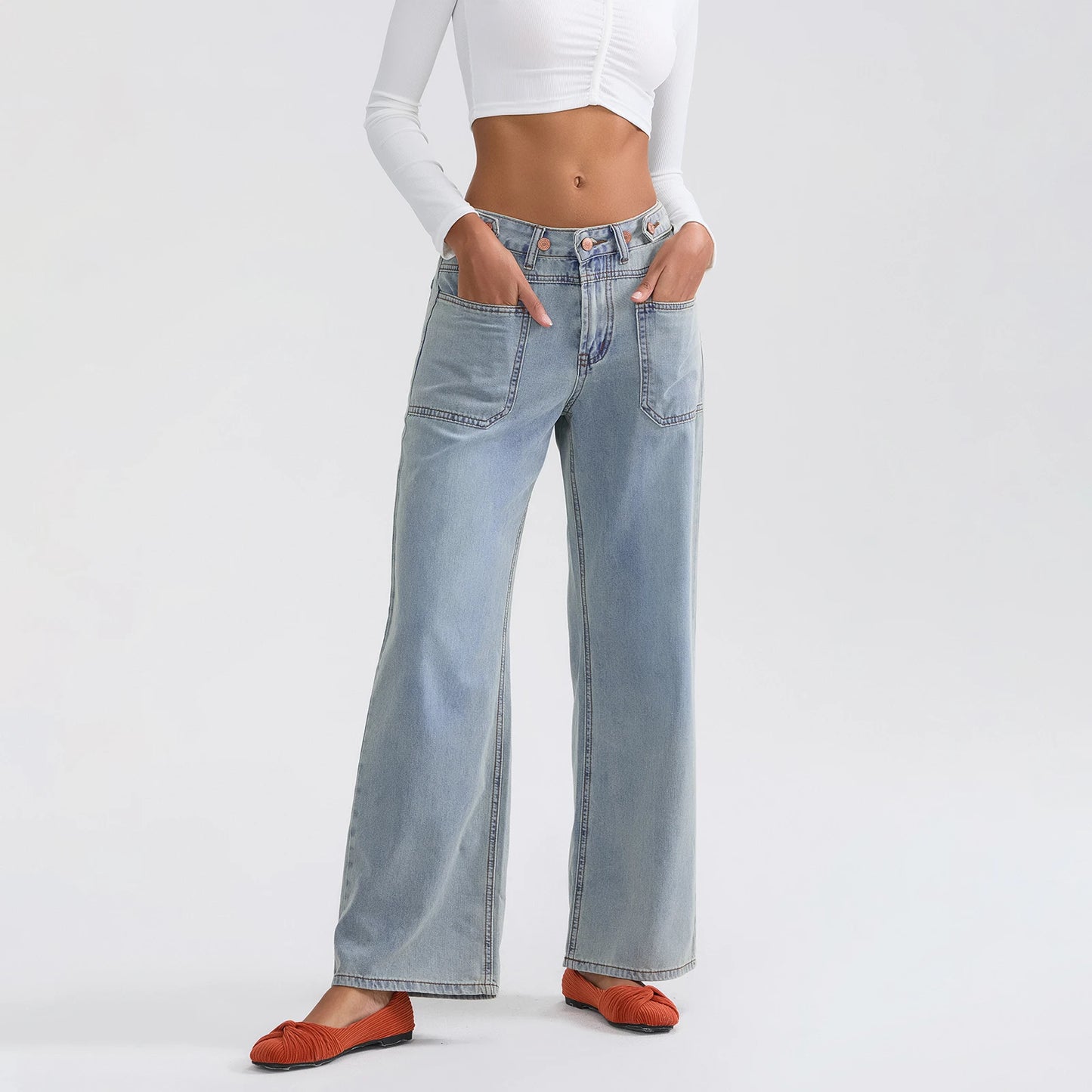 High Waist Wide Leg Denim Pants