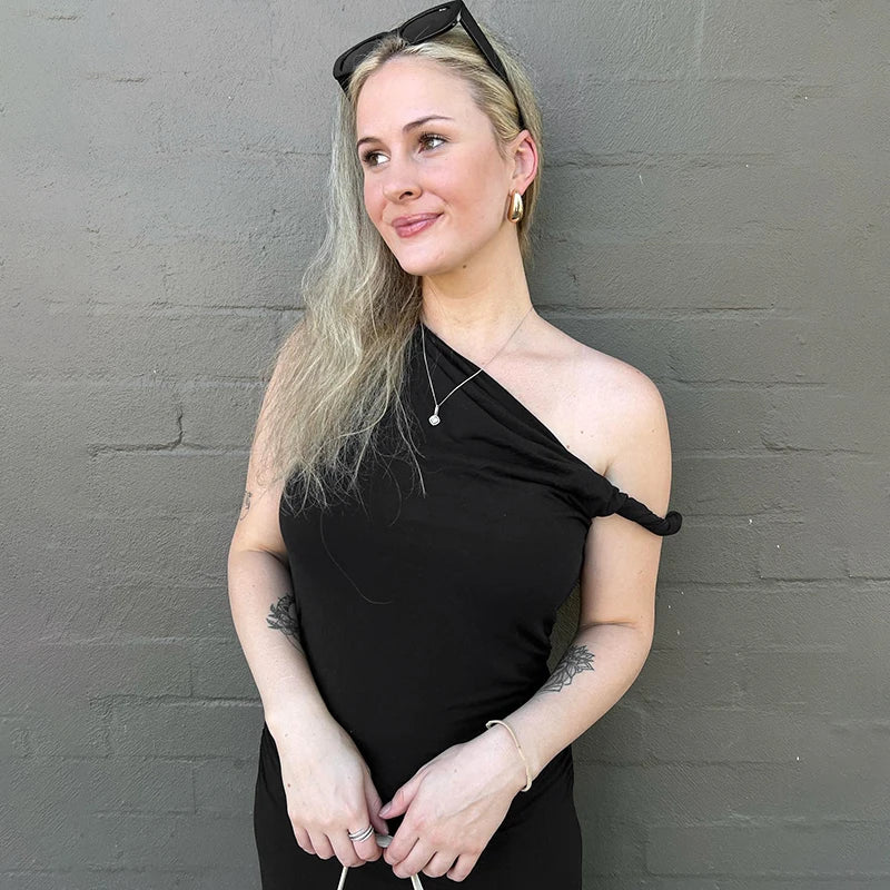 Ruched Asymmetrical Off-The-Shoulder top