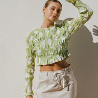 Stylish Long Sleeve Mesh Sheer Slim Top