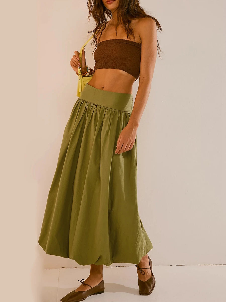 Bubble Hem Fluffy Maxi Skirt