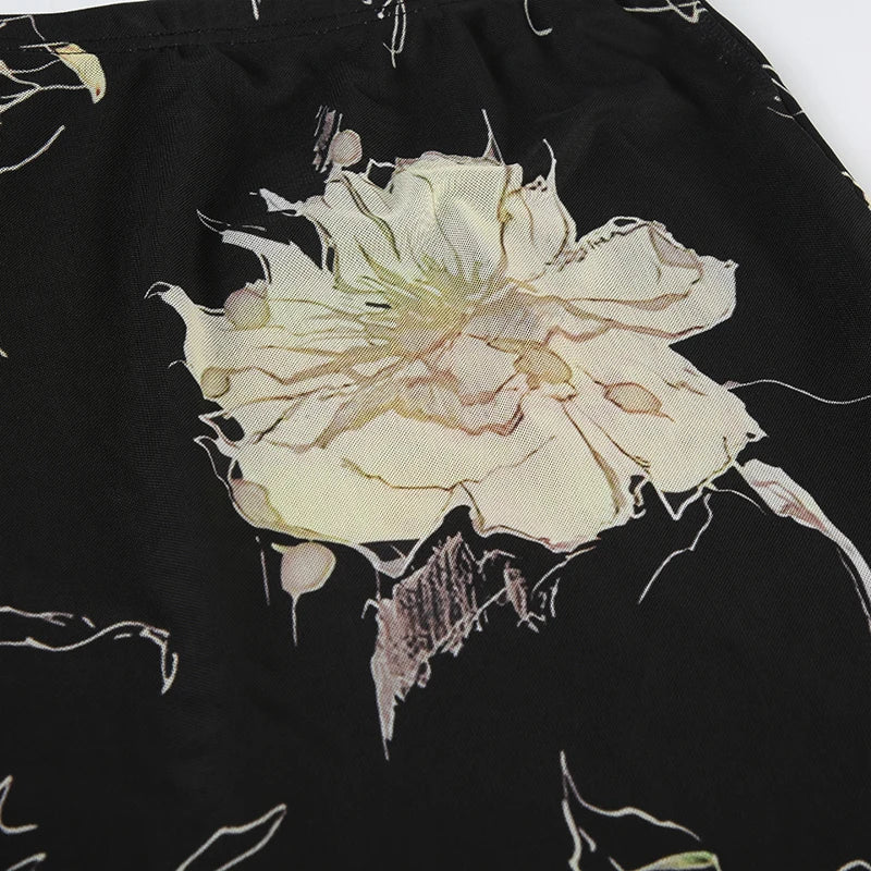 Floral Print Low Rise Long Skirt