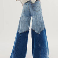 Fashion Colorblock Patchwork Denim Pants