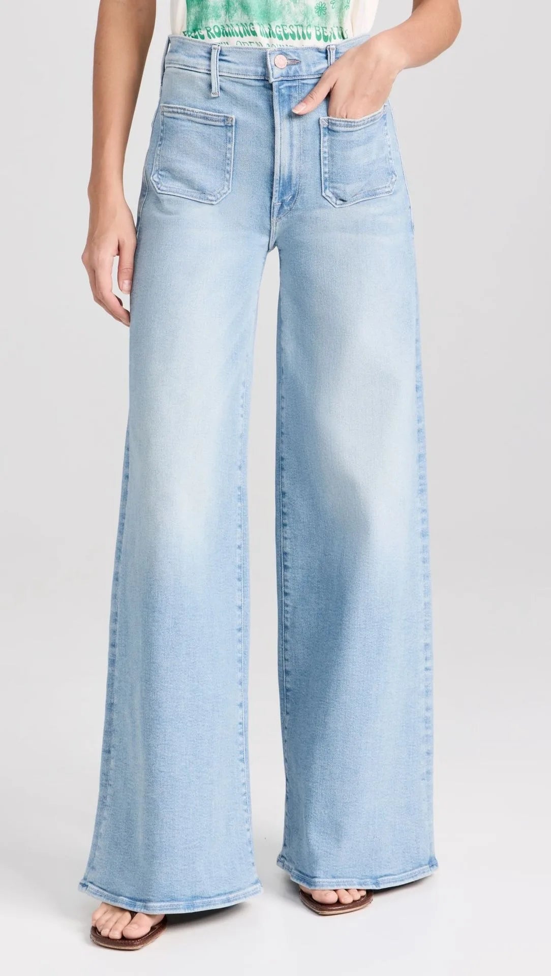 Blue High Rise Stride Wide-Leg Jeans