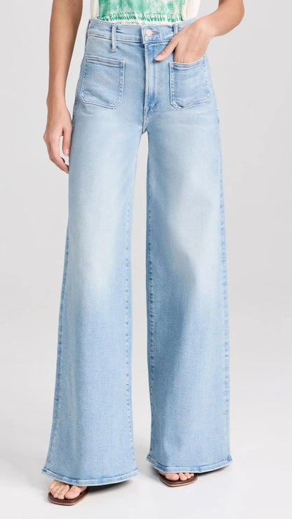 Blue High Rise Stride Wide-Leg Jeans
