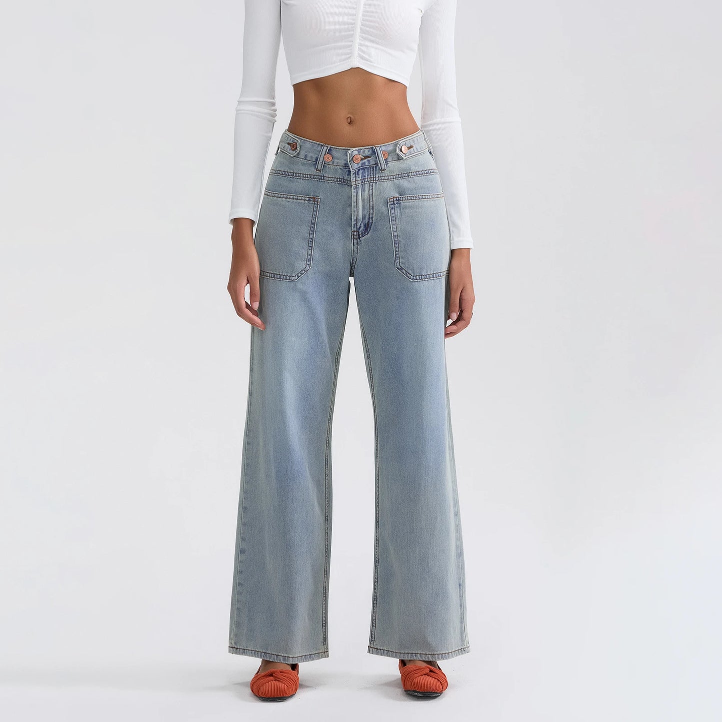 High Waist Wide Leg Denim Pants