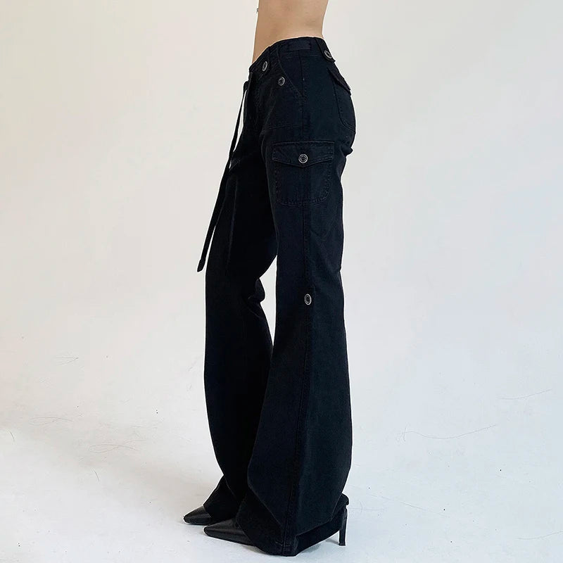 Dark Brown Low Rise Flare Jeans