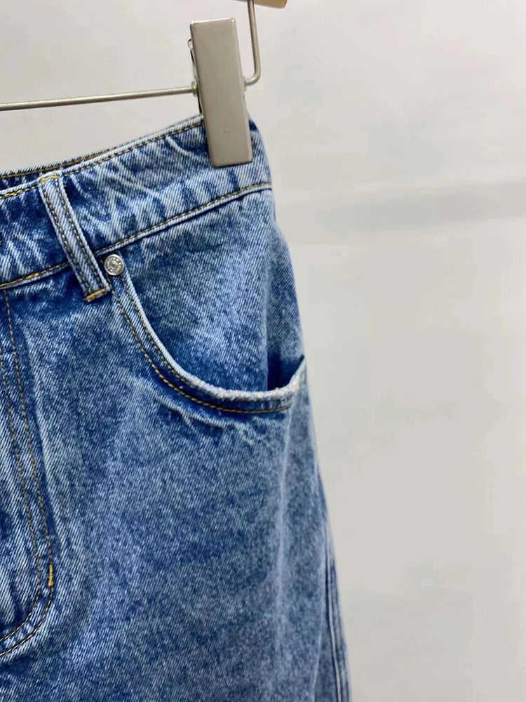 Fashion High Waist Denim Trouser