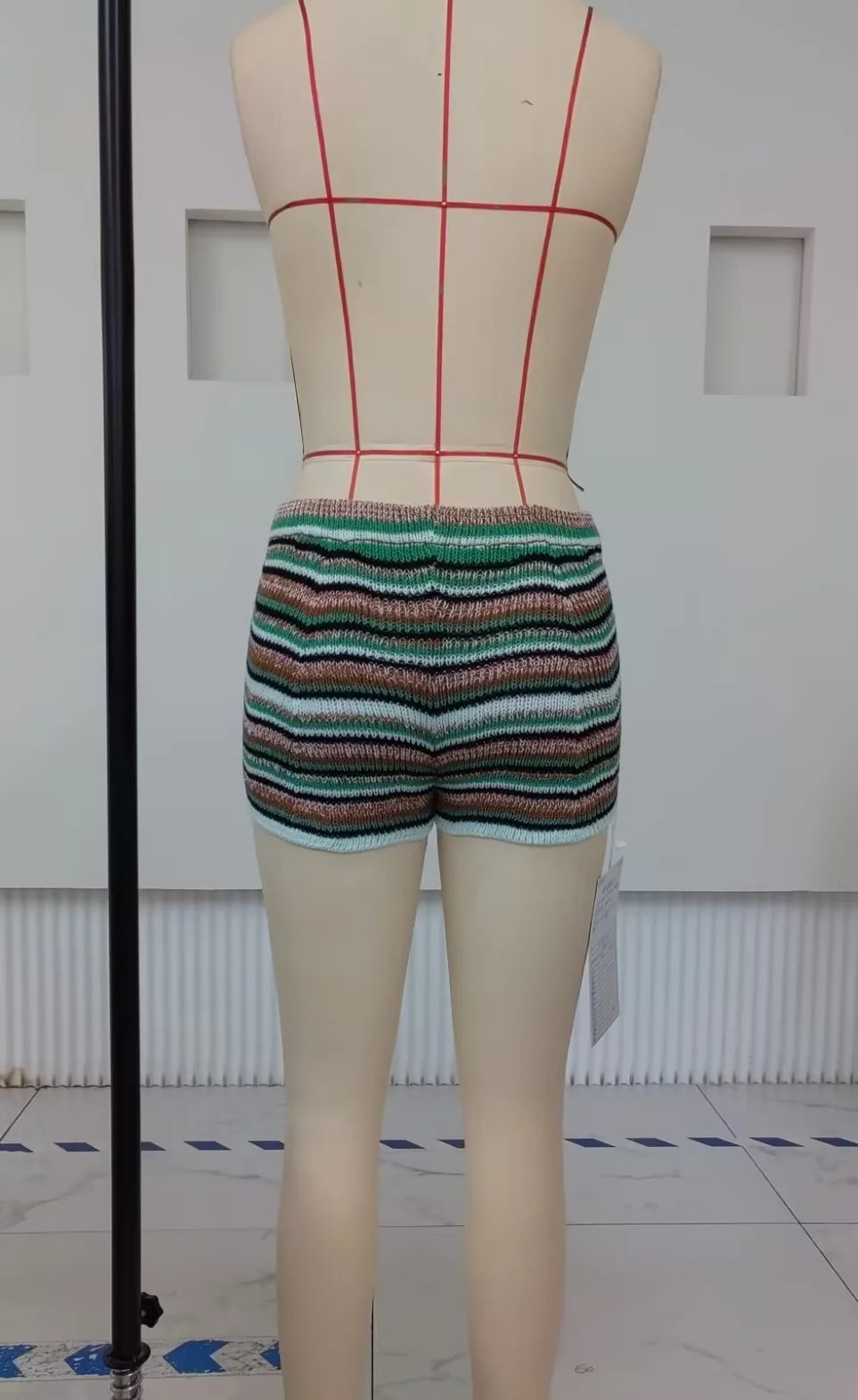 Colored Striped Knit Shorts
