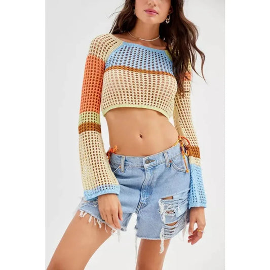 Colorblock Cutout Crop Top