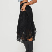 Blue Harriet Asymmetrical Lace Skirt