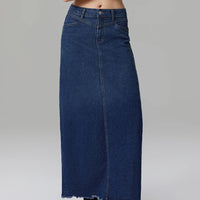 Back-Slit Maxi Jean Skirt