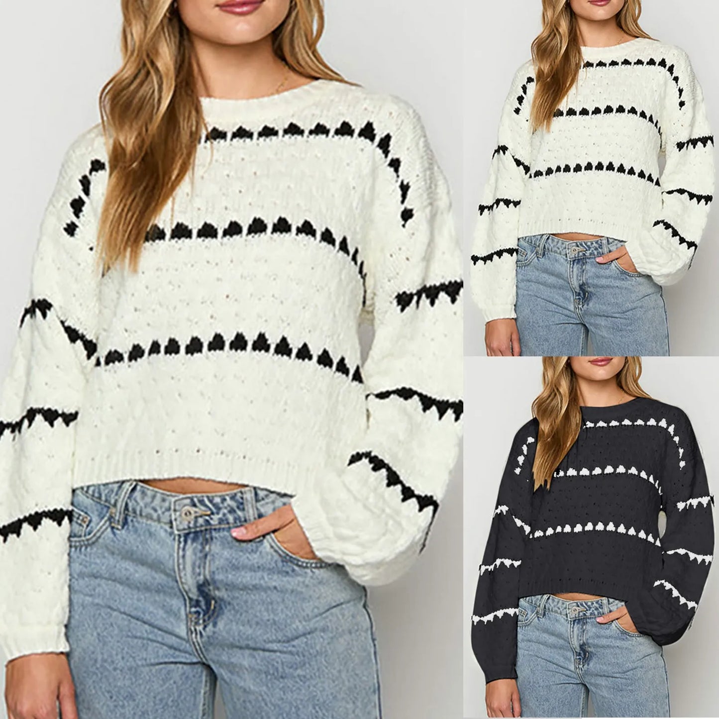 Lady  Crew Neck Pullover Sweater