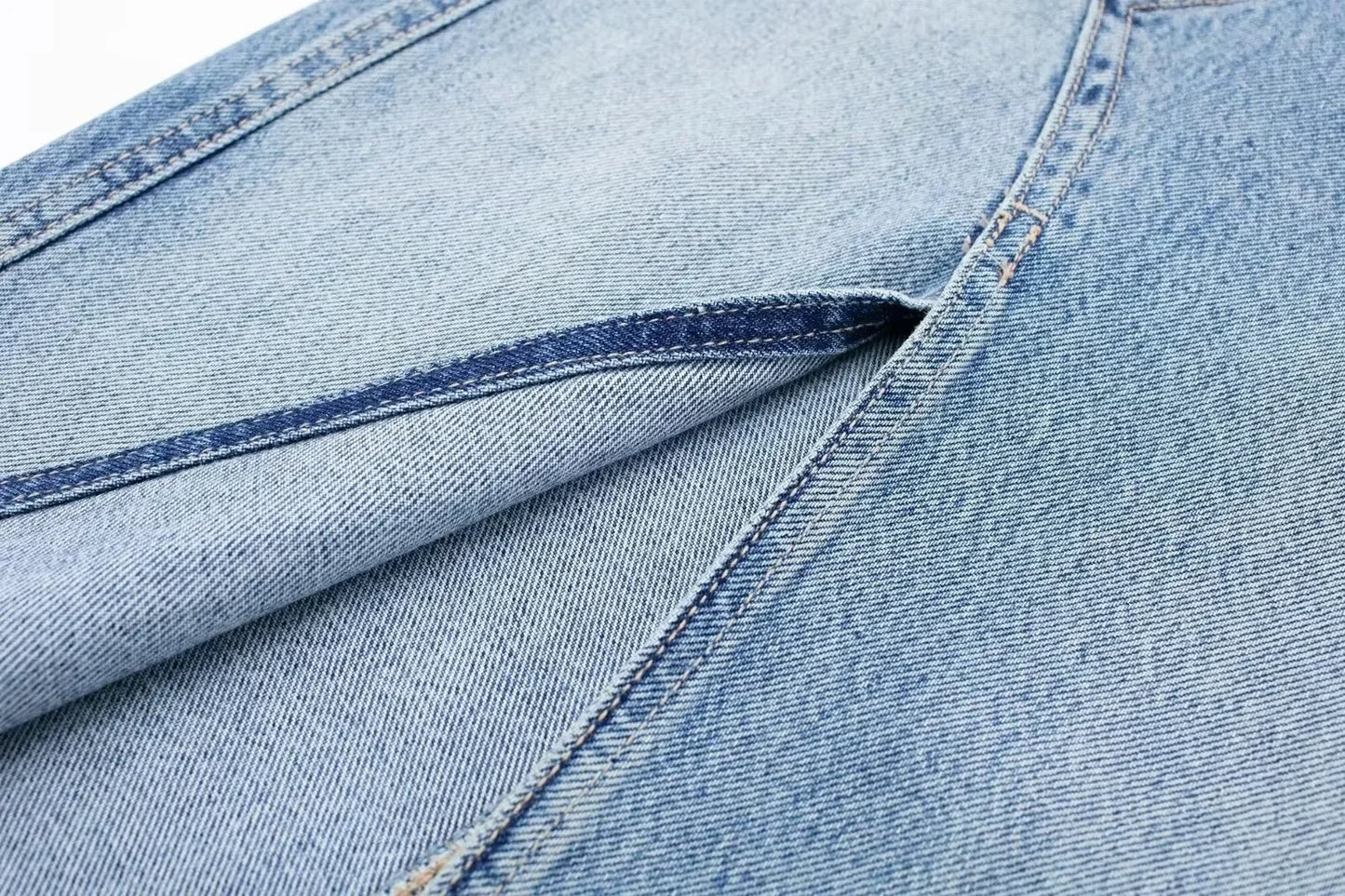 Over Knee Denim Casual Midi Skirt