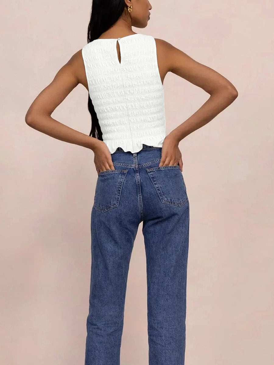 Smocked Vest crop Tank Top