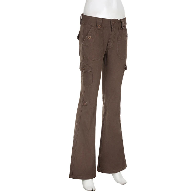 Dark Brown Low Rise Flare Jeans