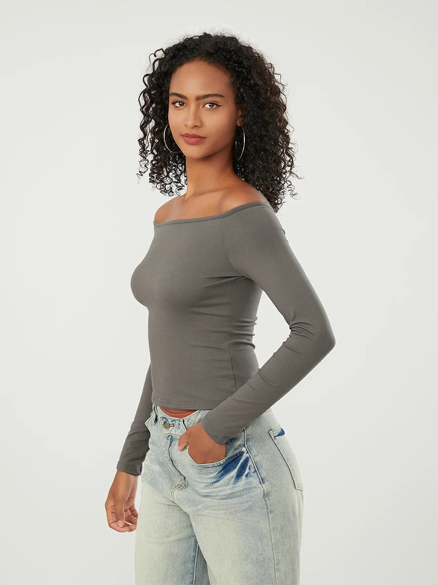 Long-Sleeve Off-the-Shoulder PlushSoft Top
