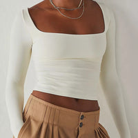Square Neck Long Sleeve Top