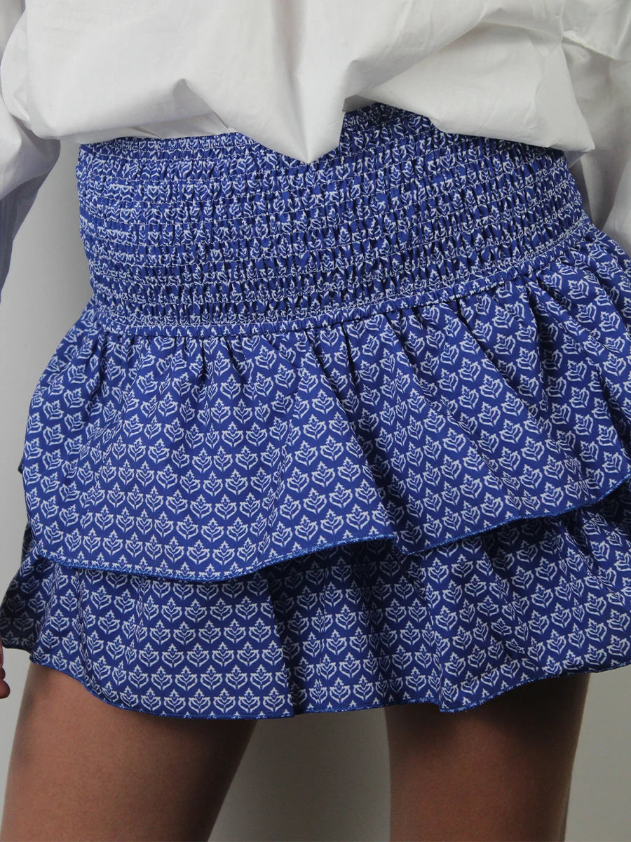 Floral Ruffle Pleated A-line Mini Skirt