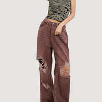Ripped Retro Red Jeans Jeans