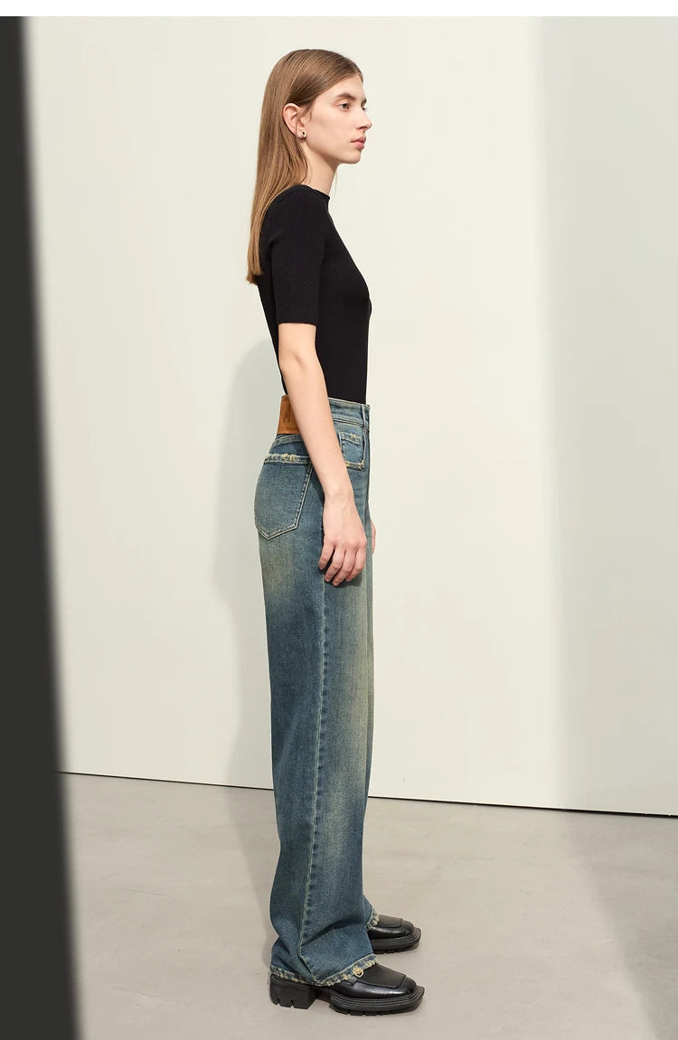 Light Washed Slouchy Straight Jean
