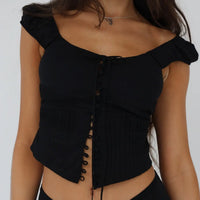 White Lace-Up Crop top