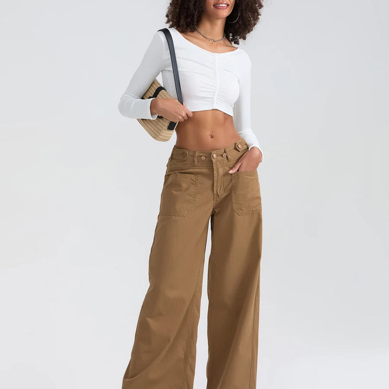 High Waist Wide Leg Denim Pants