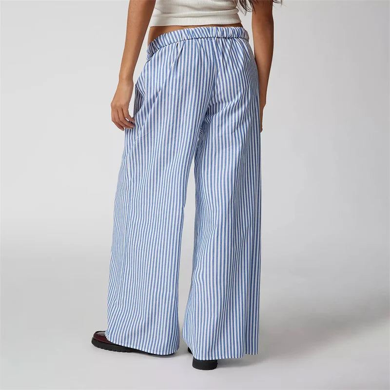 Striped Low-Waisted Wide-Leg Pants