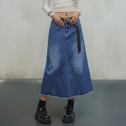 Blue Asymmetrical  Denim Skirt