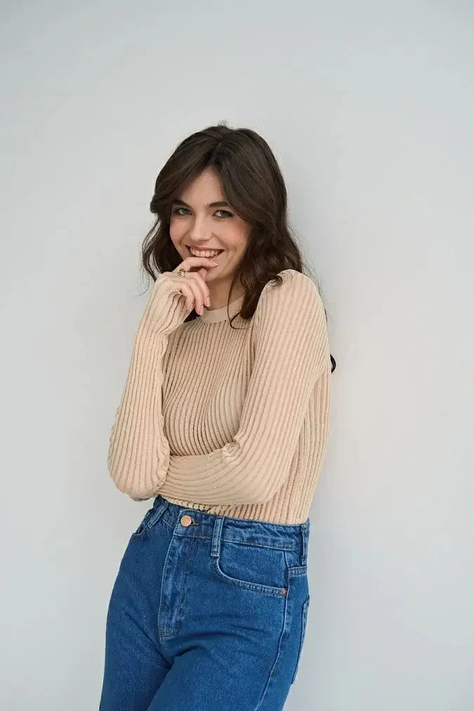 Long Sleeve triped See Through top