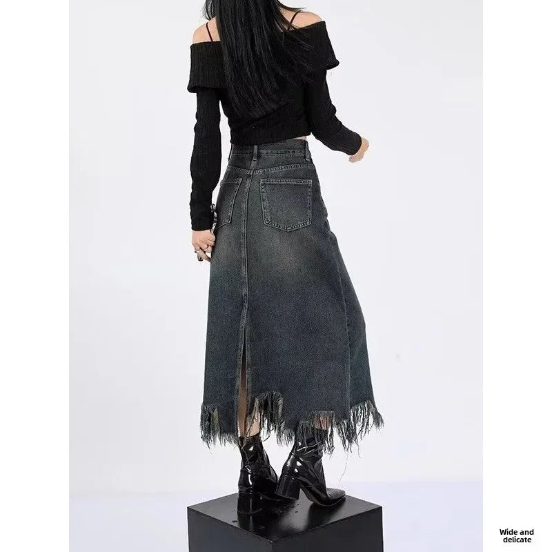 Elegant High-waisted  Fringe Skirt