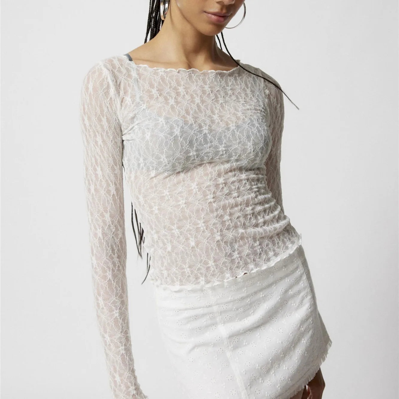 Sheer Mesh Long Sleeve Top